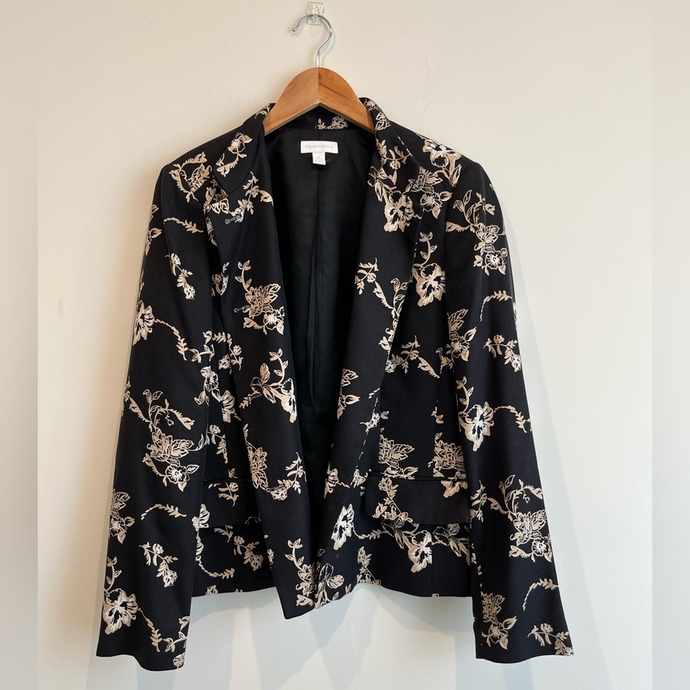 Charter Club Black Floral Print‎ Blazer